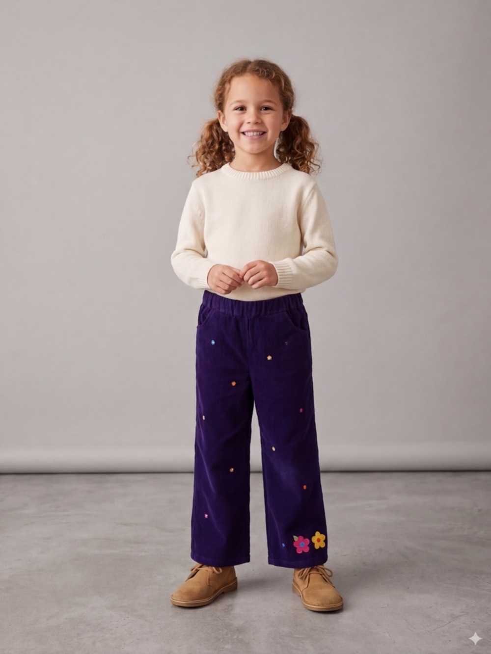 Florence Eiseman Purple Corduroy Flower Pants Size 6X Vintage, Boho, Preppy